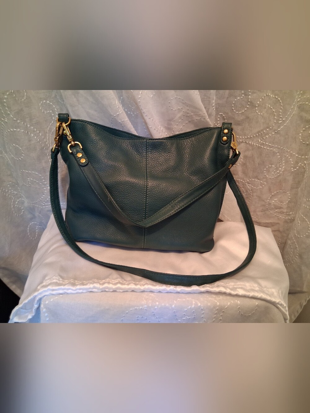 HOBO PIER Pebbled Leather Bag in Peacock Teal DISCONTINUED